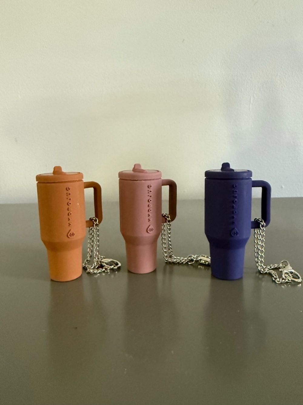 HydroJug Silicone Tumbler Keychain Set - Orange, Mauve, Navy
